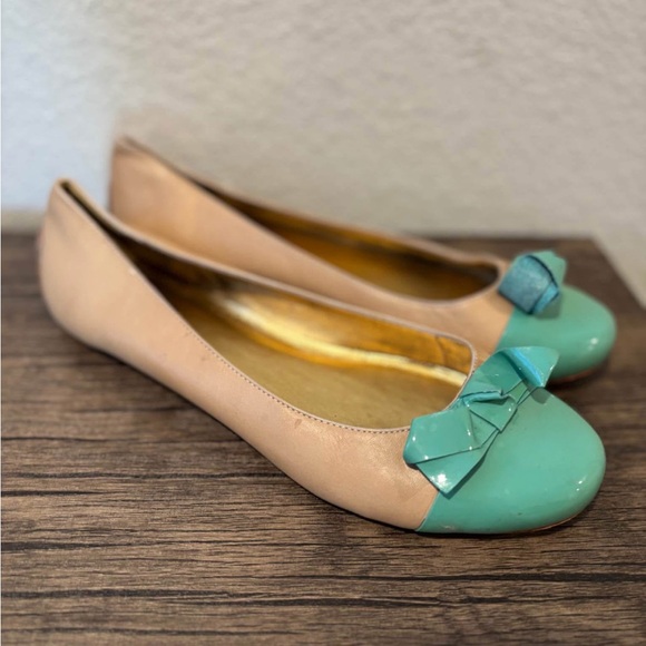 Kate Spade Women’s Nude Beige / Green Ballet Flats Size 9.5 - Picture 3 of 5